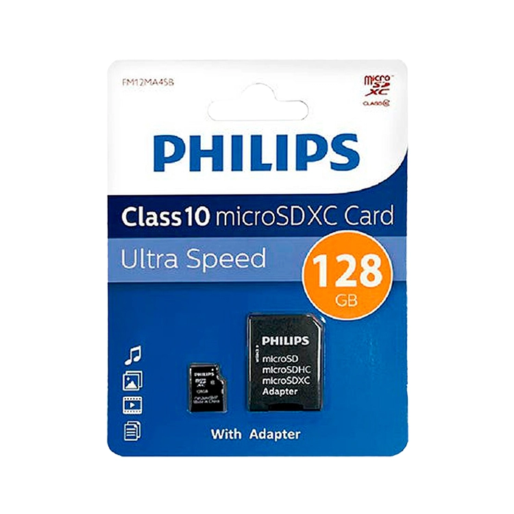 Tarjeta de Memoria Micro SDXC Philips 128 GB con adaptador Clase 10 Art.FM12M45B
